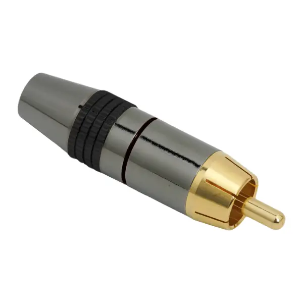 Connecteur RCA plaqué or pour câble jusqu’à 8 mm – finition argentée avec bague de repérage