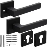 Poignée de porte intérieure noire mate avec rosace – design universel