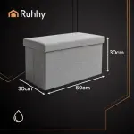 Pouf de rangement pliable RUHHY gris 60×30×30 cm – coffre de siège 54 L