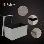 Pouf de rangement pliable RUHHY gris 60×30×30 cm – coffre de siège 54 L