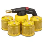 Chalumeau à gaz TOPEX avec 4 cartouches 190 g – 1350°C, allumage professionnel