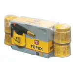 Chalumeau à gaz TOPEX avec 4 cartouches 190 g – 1350°C, allumage professionnel