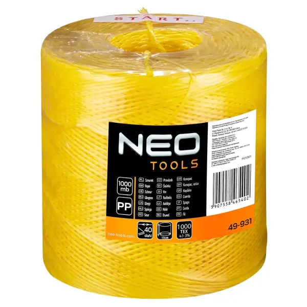 Corda in Polipropilene PP 1000 m NEO – Spago Intrecciato ad Alta Resistenza per Lana Minerale