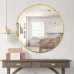 Miroir mural rond doré 60 cm – cadre aluminium design moderne