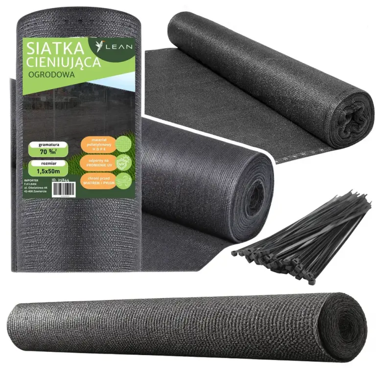 Filet brise-vue et d’ombrage gris 1,5 × 50 m – avec 60 attaches de fixation