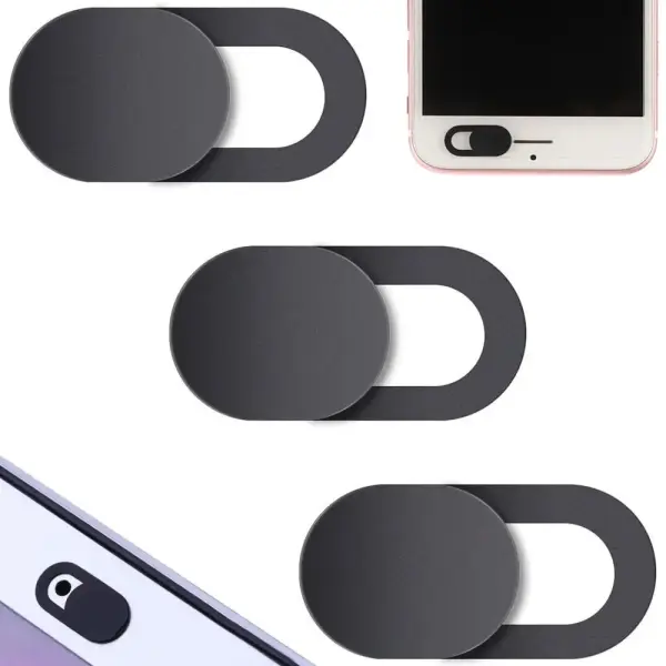 Cache-caméra adhésif noir pour laptop et téléphone – lot de 3