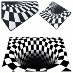 Paillasson 3D effet trou noir 60 × 40 cm – tapis antidérapant intérieur et extérieur
