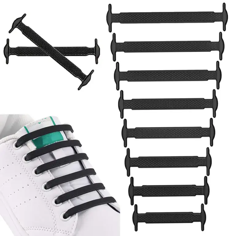 Lacets Élastiques en Silicone Sans Nœud – 16 Pièces, Noir