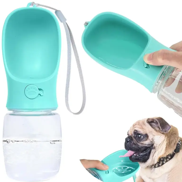 Bouteille d’eau portable pour chien avec gamelle intégrée 380 ml – bleu