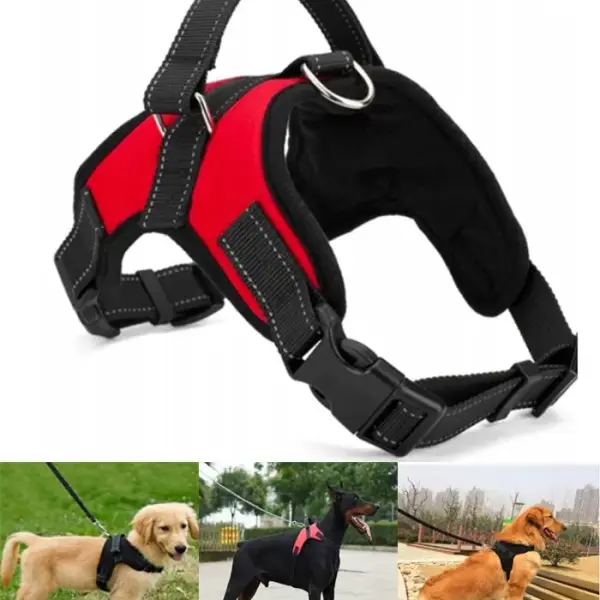 Harnais réglable pour chien XL avec bandes réfléchissantes – noir, rouge ou camouflage