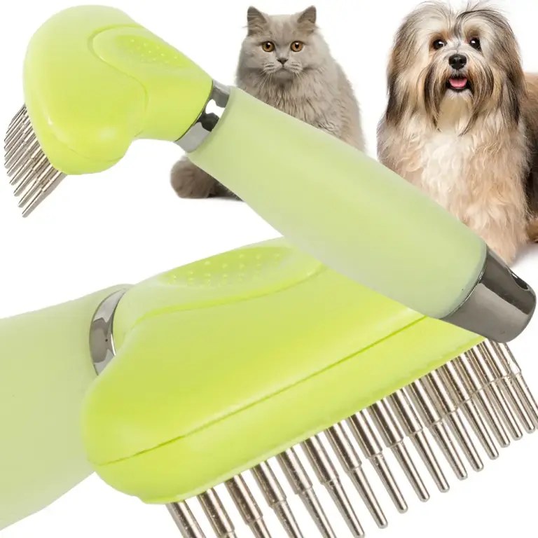Brosse double face pour chiens et chats – élimination du sous-poil, verte