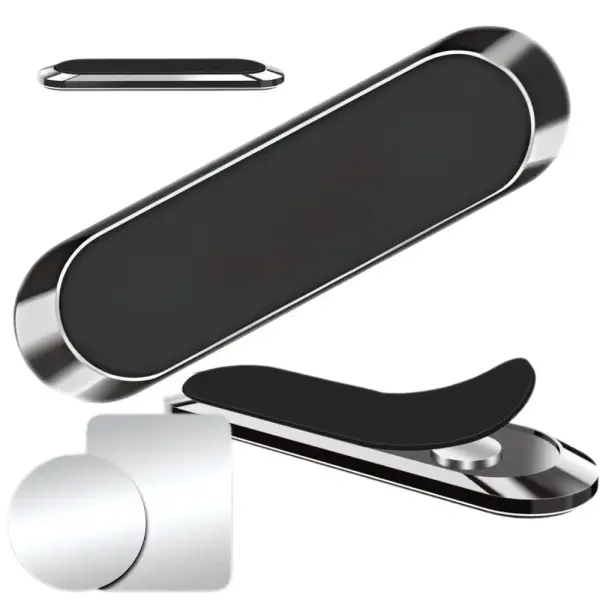 Support téléphone magnétique voiture noir – adhésif puissant avec 2 plaques métal
