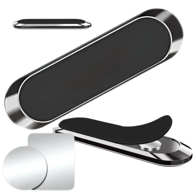 Support téléphone magnétique voiture noir – adhésif puissant avec 2 plaques métal