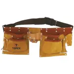 Sacoche porte-outils en cuir TOPEX 11 poches – ceinture réglable avec porte-marteau