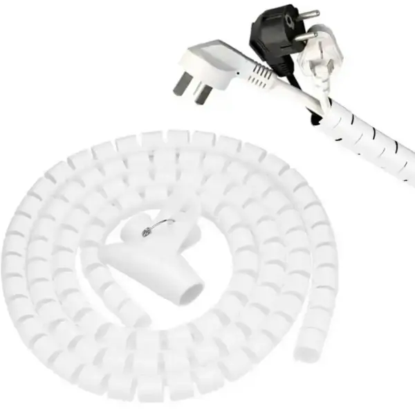 Gaine cache-câbles flexible blanche 2 m – organisation et protection des fils