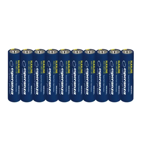 Piles alcalines AAA Esperanza LR03 1,5 V – lot de 10 unités blister