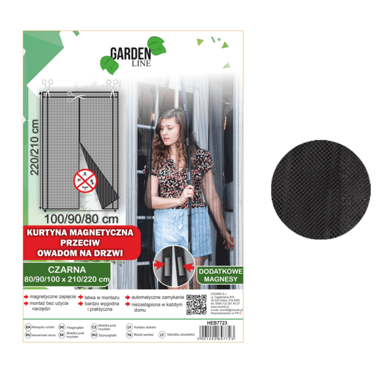 Moustiquaire magnétique pour porte 80/90/100 × 210/220 cm – noire, ajustable et auto-fermante