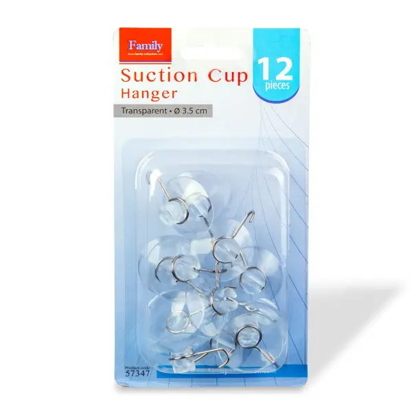 Lot de 12 Crochets Ventouses Transparents 3,5 cm