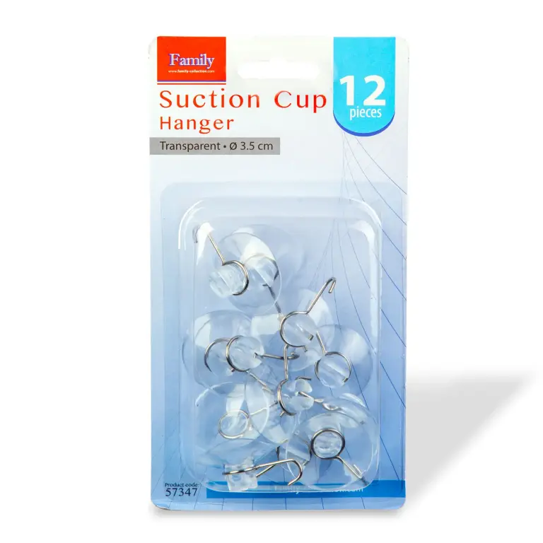 Lot de 12 Crochets Ventouses Transparents 3,5 cm