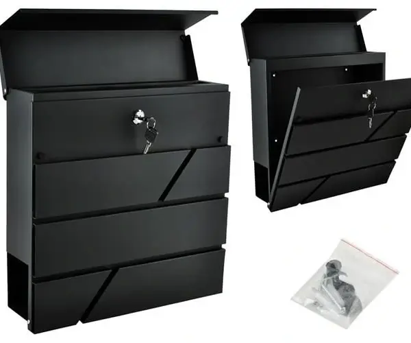Boîte aux lettres grand format A4 en acier galvanisé anthracite avec porte-journaux – Iso Trade