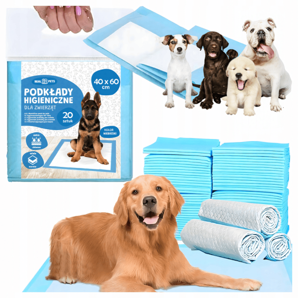 Purlov – Lot de 50 Tapis Hygiéniques Absorbants 60 × 60 cm + 30 Sacs à Déjections pour Chiens