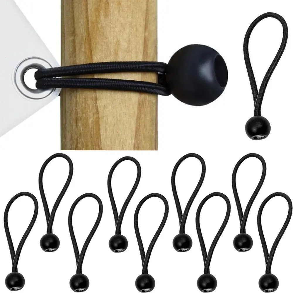 Lot de 10 Sandows Noirs avec Boule pour Fixation de Bâches, Tentes et Bannières Lot de 10 Sandows Noirs avec Boule pour Fixation de Bâches, Tentes et Bannières
