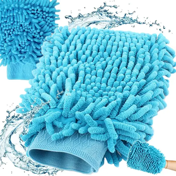 Gant de Nettoyage Auto en Microfibre Double Face – Lavage, Dépoussiérage et Polissage