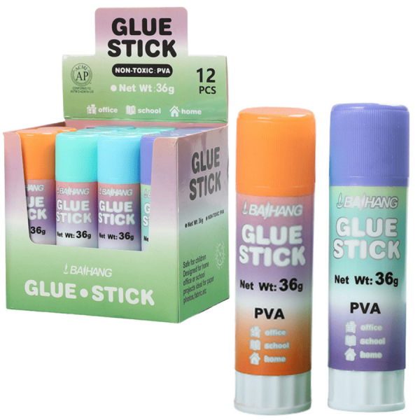Colla Stick 36 g – Confezione Color Pastello per Scuola, Ufficio e Lavoretti Creativi