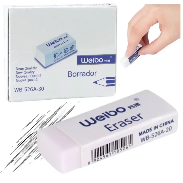 Weibo WB-526A-30 Gomma per Cancellare Bianca – 4 × 2 × 1 cm, Senza Lattice, 1 Pezzo