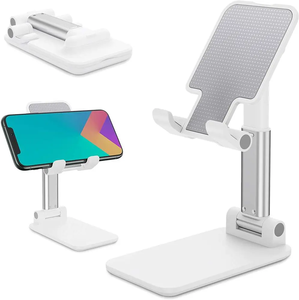 Support pliable et réglable pour smartphone et tablette de 7 à 10 pouces – Blanc Support pliable et réglable pour smartphone et tablette de 7 à 10 pouces – Blanc