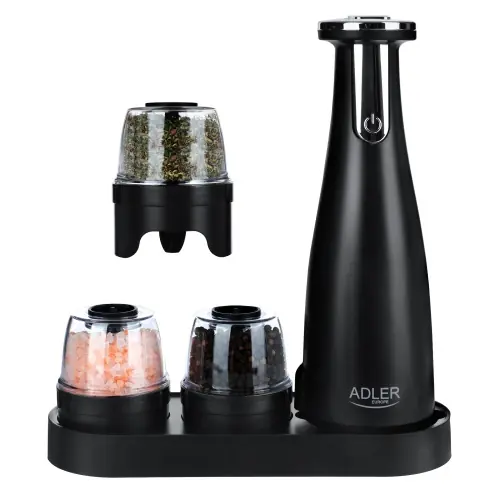 Set de 3 Moulins Électriques Adler pour Sel, Poivre et Épices – Rechargeables USB-C, Noir